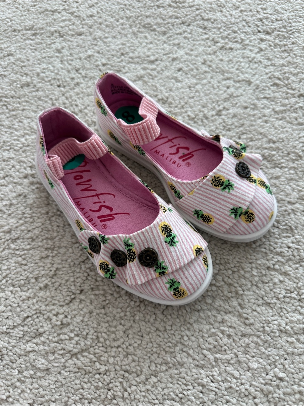 Blowfish Malibu Pink Pineapple Print Girls' Slip-On Moccasins